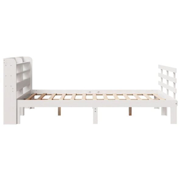 vidaXL Posteľný rám s čelom biely 150x200cm borovicový masív – Obrázok 7