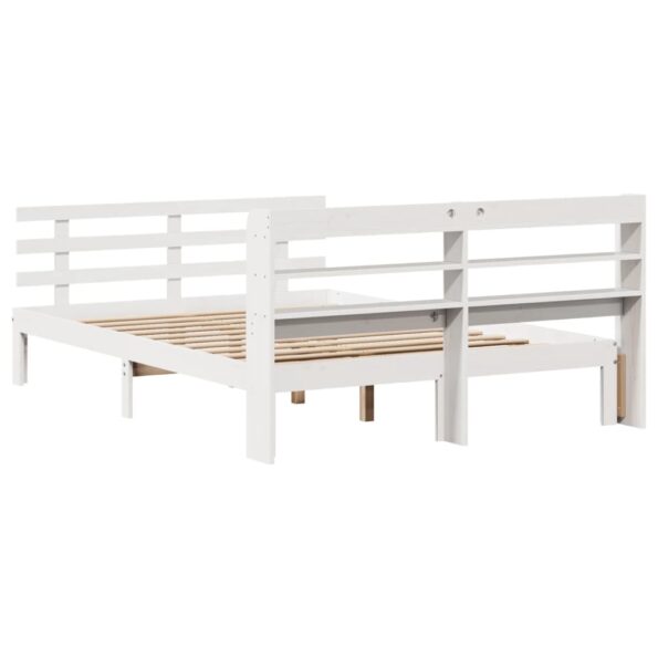 vidaXL Posteľný rám s čelom biely 150x200cm borovicový masív – Obrázok 8