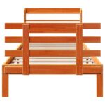 vidaXL Posteľný rám s čelom voskovo hnedý 100x200 cm borovicový masív – Obrázok 5