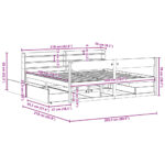 vidaXL Posteľ bez matraca biela 200x200 cm masívna borovica – Obrázok 12