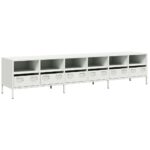 vidaXL TV skrinka biela 202x39x43,5 cm oceľ valcovaná za studena – Obrázok 2