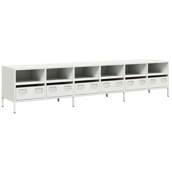 VXL8721158304520_a_en_hd_1.jpg vidaXL TV skrinka biela 202x39x43,5 cm oceľ valcovaná za studena – Obrázok 2