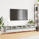 vidaXL TV skrinka biela 202x39x43,5 cm oceľ valcovaná za studena – Obrázok 3