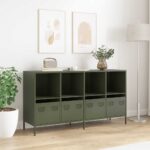 VidaXL Príborník Olive Green 135x39x73,5 cm Oceľ valcovaná za studena – Obrázok 3