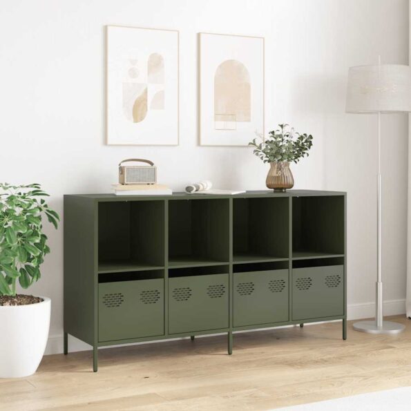 VidaXL Príborník Olive Green 135x39x73,5 cm Oceľ valcovaná za studena – Obrázok 3