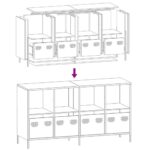 VidaXL Príborník Olive Green 135x39x73,5 cm Oceľ valcovaná za studena – Obrázok 11