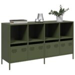 VidaXL Príborník Olive Green 135x39x73,5 cm Oceľ valcovaná za studena