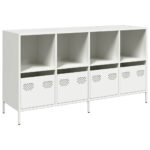 VidaXL Príborník Biely 135x39x73,5 cm Oceľ valcovaná za studena – Obrázok 2