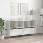 VidaXL Príborník Biely 135x39x73,5 cm Oceľ valcovaná za studena – Obrázok 3
