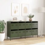 VidaXL Príborník Olive Green 135x39x73,5 cm Oceľ valcovaná za studena – Obrázok 3
