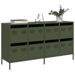 VidaXL Príborník Olive Green 135x39x73,5 cm Oceľ valcovaná za studena