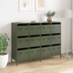 VidaXL Príborník Olive Green 135x39x103,5 cm Oceľ valcovaná za studena – Obrázok 3