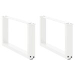 vidaXL Nohy konferenčného stolíka v tvare U, 2 ks, biele, 70 x (30-31) cm, oceľové