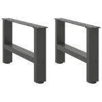 vidaXL Nohy ku konferenčnému stolíku, antracitové, 2 ks, 50 x (30-31) cm, oceľové – Obrázok 2