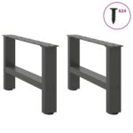 vidaXL Nohy ku konferenčnému stolíku, antracitové, 2 ks, 50 x (30-31) cm, oceľové – Obrázok 4