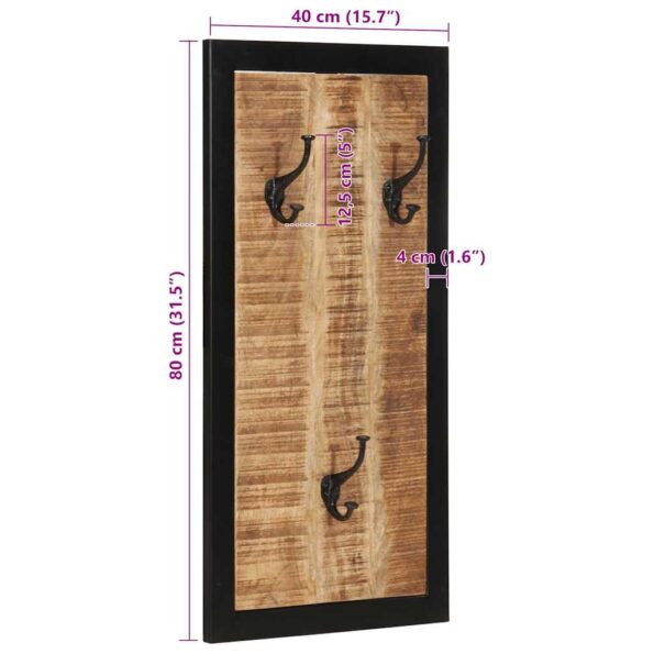 vidaXL Vešiak na kabáty 40x2x80 cm Masívne hrubé drevo Mango – Obrázok 9