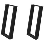 vidaXL Nohy k jedálenskému stolu v tvare U, 2 ks, čierne, 50 x (72-73) cm, oceľové – Obrázok 2