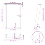 VidaXL Nohy jedálenského stola v tvare U 2 ks čierny 60x(72-73) cm – Obrázok 10