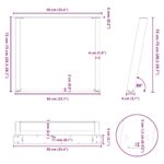 vidaXL Nohy k jedálenskému stolu v tvare U, 2 ks, čierne, 90 x (72-73) cm, oceľové – Obrázok 10