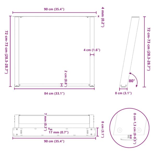 VXL8721158314628_g_en_hd_9.jpg vidaXL Nohy jedálenského stola v tvare U 2 ks Antracit 90x(72-73) cm – Obrázok 10