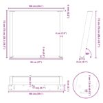 vidaXL Nohy k jedálenskému stolu v tvare U, 2 ks, antracitové, 100 x (72-73) cm, oceľ – Obrázok 10