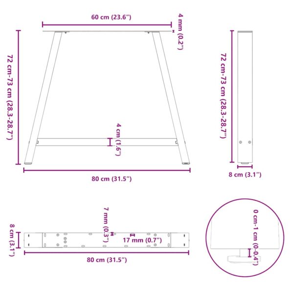 vidaXL Nohy konferenčného stolíka A-Shaped 2 ks Biela 90x(72-73) cm – Obrázok 10