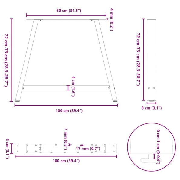 vidaXL Nohy konferenčného stolíka A-Shaped 2 ks Biela 100x(72-73) cm – Obrázok 10