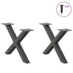 vidaXL Nohy konferenčného stolíka X-Shaped 2 ks Antracit 60x(30-31) cm – Obrázok 3
