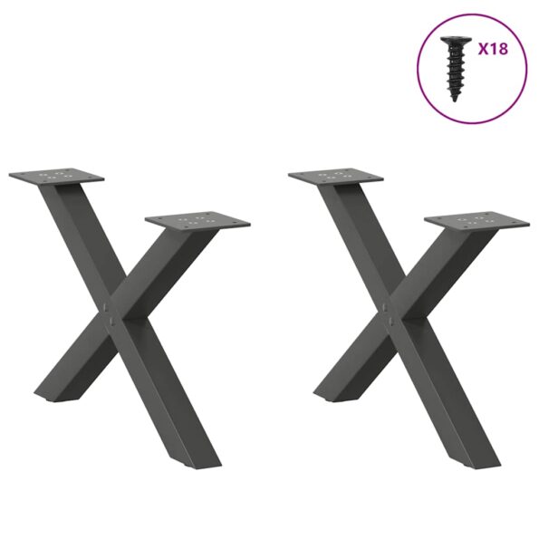 vidaXL Nohy konferenčného stolíka X-Shaped 2 ks Antracit 60x(30-31) cm – Obrázok 3