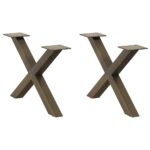 vidaXL Nohy konferenčného stolíka v tvare X, 2 ks, prírodná oceľ, 60 x (30-31) cm, oceľ