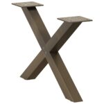 vidaXL Nohy konferenčného stolíka v tvare X, 2 ks, prírodná oceľ, 60 x (30-31) cm, oceľ – Obrázok 5