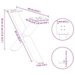 vidaXL Nohy konferenčného stolíka v tvare X, 2 ks, prírodná oceľ, 60 x (30-31) cm, oceľ – Obrázok 10
