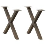 vidaXL Nohy konferenčného stolíka v tvare X, 2 ks, prírodná oceľ, 50 x (42-43) cm, oceľ