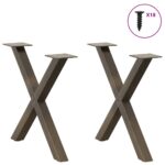 vidaXL Nohy konferenčného stolíka v tvare X, 2 ks, prírodná oceľ, 50 x (42-43) cm, oceľ – Obrázok 3