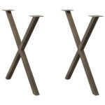 vidaXL Nohy k jedálenskému stolu v tvare X, 2 ks, prírodná oceľ, 80 x (72-73) cm, oceľ