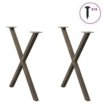 vidaXL Nohy k jedálenskému stolu v tvare X, 2 ks, prírodná oceľ, 80 x (72-73) cm, oceľ – Obrázok 3