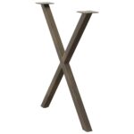 vidaXL Nohy k jedálenskému stolu v tvare X, 2 ks, prírodná oceľ, 80 x (72-73) cm, oceľ – Obrázok 4