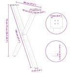 vidaXL Nohy k jedálenskému stolu v tvare X, 2 ks, prírodná oceľ, 80 x (72-73) cm, oceľ – Obrázok 10