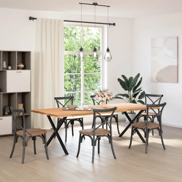 vidaXL Nohy jedálenského stola X-Shaped 2 ks Čierna 90x(72-73) cm Oceľ – Obrázok 2