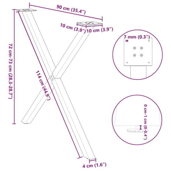 VXL8721158315878_g_en_hd_9.jpg vidaXL Nohy jedálenského stola v tvare X 2 ks 90x(72-73) cm oceľ – Obrázok 10
