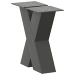 vidaXL Nohy konferenčného stolíka v tvare X, 2 ks, antracitové, 40 x (30-31) cm, oceľ – Obrázok 4