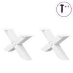 vidaXL Nohy konferenčného stolíka v tvare X, 2 ks, biele, 70 x (30-31) cm, oceľové – Obrázok 3