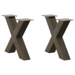 vidaXL Nohy konferenčného stolíka v tvare X, 2 ks, prírodná oceľ, 50 x (42-43) cm, oceľ