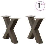 vidaXL Nohy konferenčného stolíka v tvare X, 2 ks, prírodná oceľ, 60 x (42-43) cm, oceľ – Obrázok 3
