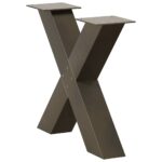 vidaXL Nohy konferenčného stolíka v tvare X, 2 ks, prírodná oceľ, 60 x (42-43) cm, oceľ – Obrázok 4