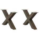 vidaXL Nohy konferenčného stolíka v tvare X, 2 ks, prírodná oceľ, 70 x (42-43) cm, oceľ