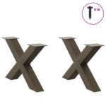 vidaXL Nohy konferenčného stolíka v tvare X, 2 ks, prírodná oceľ, 70 x (42-43) cm, oceľ – Obrázok 3