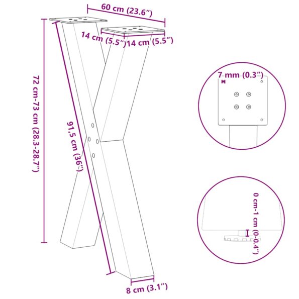 VXL8721158316356_g_en_hd_9.jpg vidaXL Nohy jedálenského stola v tvare X 2 ks 60x(72-73) cm oceľ – Obrázok 10