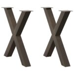 vidaXL Nohy k jedálenskému stolu v tvare X, 2 ks, prírodná oceľ, 70 x (72-73) cm, oceľ