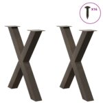 vidaXL Nohy k jedálenskému stolu v tvare X, 2 ks, prírodná oceľ, 70 x (72-73) cm, oceľ – Obrázok 3